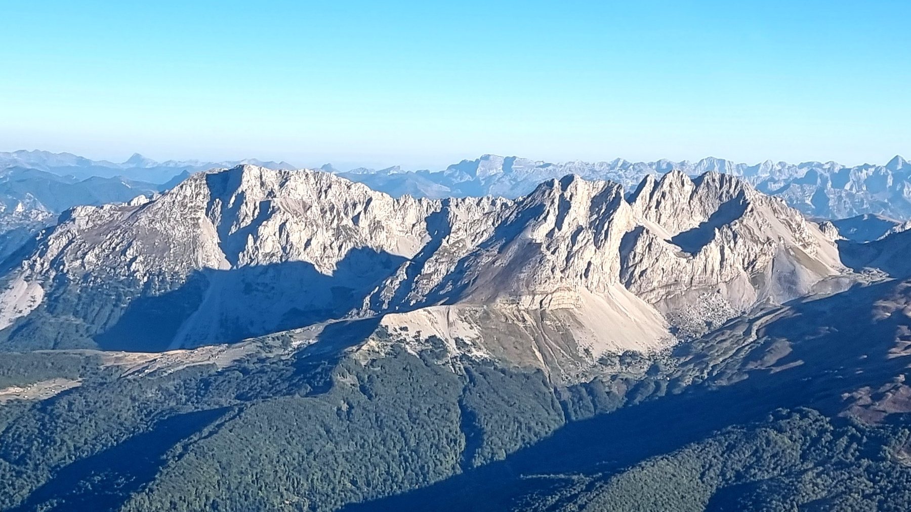 Valley and mountain route from the air