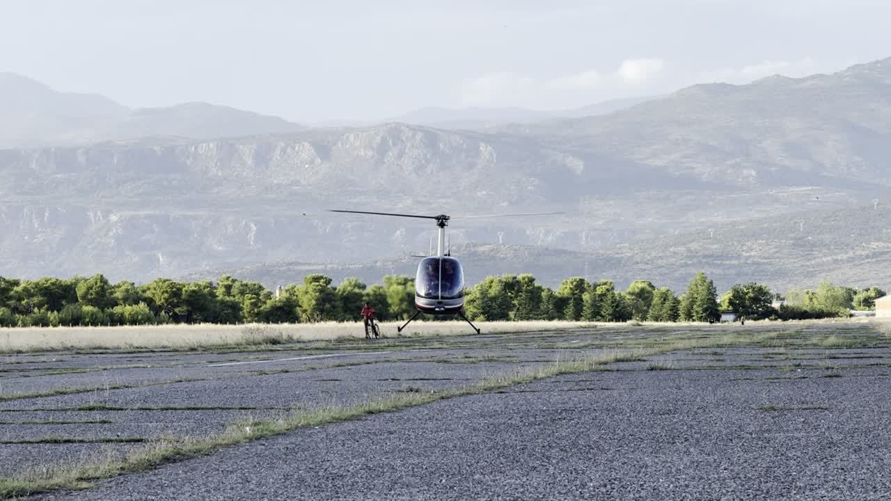 Helicopter operations at the airfield